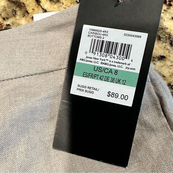 NWT New York Signature Women’s Linen Khaki Wide Leg Crop Pants - Size 8 - Picture 7 of 7